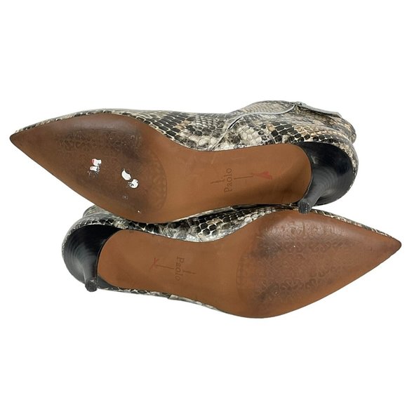 Linea Paolo Shoes Ankle Booties 7M Heels Side Zip Faux Snakeskin Stilleto - Picture 11 of 15